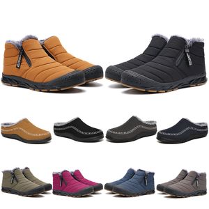 Men Mujeres botas Triple negro marrón rosa marina azul marino gris botón corta pelaje de pelaje caliente botines de invierno zapatos de invierno