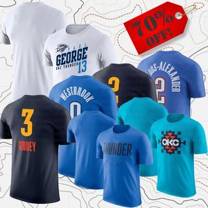 Hommes Femmes Marque Fans Chemises de basket-ball 0 Westbrook 3 Josh Giddey 13 George 2 Shai Gilgeous 7 Chet Holmgren Tops Tees Adulte Lady Sport T-shirt à manches courtes