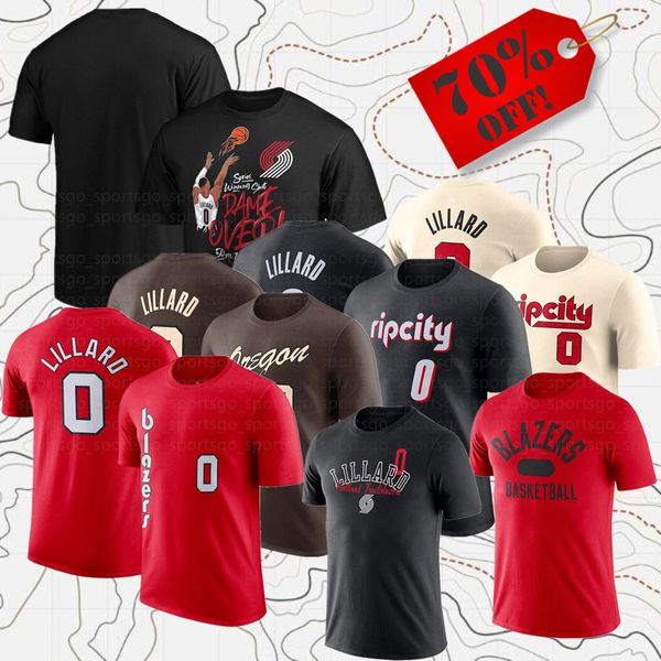 Hombres Mujeres Marca Fans Camisetas de baloncesto 0 Damian Lillard Portlands Tops Camisetas Adulto Señora Deporte Camiseta de manga corta American Street Ropa casual