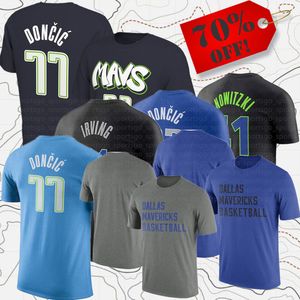 Mannen Dames Merk Fans Basketbalshirts 77 Luka Doncics 11 Kyrie Irvings 41 Nowitzkis Tops Tees Volwassen Dame Sport T-shirt met korte mouwen Amerikaanse straat Casual kleding