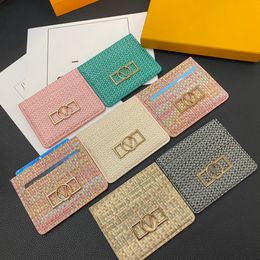 Hommes femmes titulaires de cartes Lady Card package porte-monnaie Canvas Leather mini portefeuille en cuir souple portefeuilles de cartes de crédit roses Porte-monnaie de créateur de mode 6 couleurs