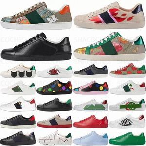 Mannen Vrouwen Casual Luxe Designer Schoenen Leren Sneakers Ace Bee Schoen Slang Hart Aardbei golf mond Tijger Web print Stijlvolle Trainers Groen Rood Strepen Embro n0ni#