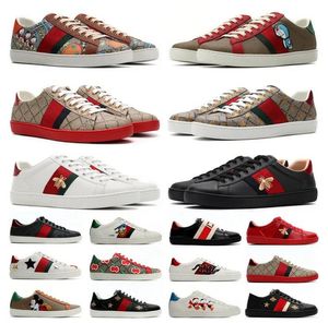 Hombres Mujeres Zapatos casuales Diseñador Abeja Serpiente Tigre Zapatillas Chaussures Zapato de cuero genuino Bordado Zapatillas clásicas Zapatilla de deporte Python