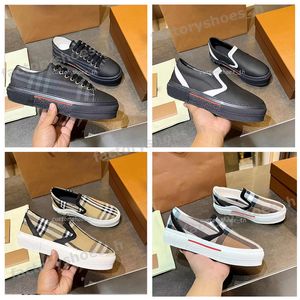 Mannen Vrouwen Casual Schoenen Vintage Geruite Katoenen Sneakers Lage Sneaker Designer Leren Trainers Gestreept Patroon Trainer Canvas Gabardine Loafers