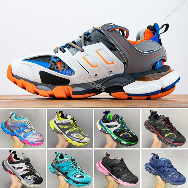 Hombres Mujeres Zapatos deportivos casuales moda Track 3 Sneaker Beige Malla reciclada Zapatillas de nylon Top Diseñador Parejas plataforma corredores zapatillas tamaño 35-45 HN13