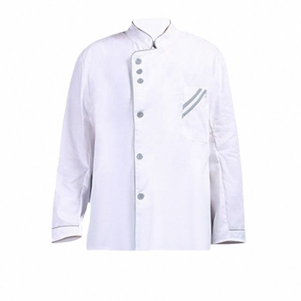 Hommes Femmes Chef Coat Jacket Cooking Apparel Uniform LG Sleeve Utility Uniformwarwear for Hotel Bar Bakery Food Service E1VD #