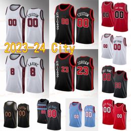 Hombres Mujeres Ciudad Baloncesto DeMar DeRozan Jersey 11 Zach LaVine 8 Coby White 0 Nikola Vucevic 9 Patrick Williams 44 Alex Caruso 6 Ganado Clásico Negro Rojo Blanco