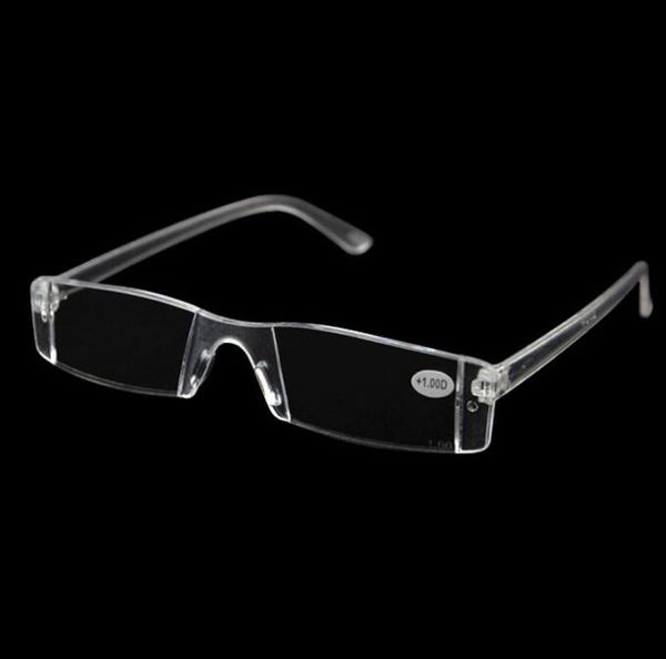 Hommes Femmes Lunettes de lecture claires, Lecteur de poche Presbyopiopie sans montage en plastique transparent, + Verres optiques Rx pour le vieillissement des personnes 1.00-4.00 Diopter