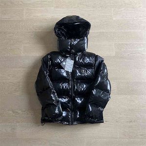 Hombres Mujeres Abrigos Trapstar Sudadera con capucha Letra bordada Brillante Negro Irongate Chaqueta Desmontable Capucha Térmica de invierno de calidad superior T220802