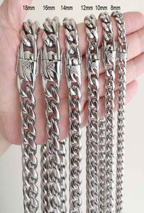 Men Women Cubaanse ketens ketting armband 316L roestvrij staal sieraden sets hoge gepolijste hiphop choker link dubbele veiligheid climps 5310225