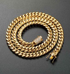 Men Women Cuban Link Chain Hip Hop Necklace Bracelet 18K Gold Ploated Double Safety Clasp Wdiamond Hoge gepolijste sieraden Sets 10mm7668548