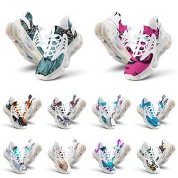 Hombres Mujeres zapatos de carrera personalizados Diseño de animales Artoon Palabra de bricolaje Blanco Blanco Rojo Trainer 0551