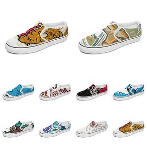 Hombres Mujeres Slip a cable Slip on Canvas Cartoon animal Dise￱o de animales Diy Palabra blanca Blanca Red Red Entrenador para hombre al aire libre 002