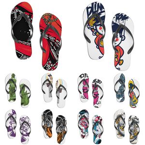 Men Women Custom Slippers Cartoon Design Anime Diy Word Black Witblauw Rood Paarse heren Kleurrijke trainer 178