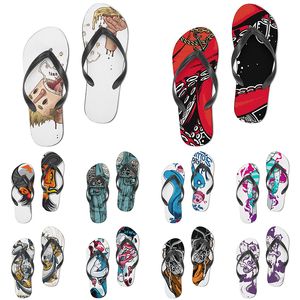 Men Women Custom Slippers Cartoon Design Anime Diy Word Black Witblauw Rood Paarse heren Kleurrijke trainer 243