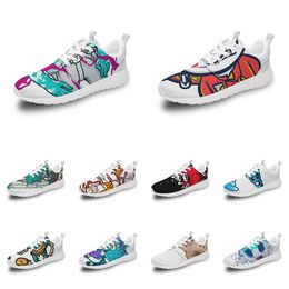 Men Women Custom Sports Shoes Anime Cartoon Dierontwerp Diy Word Black Witblauw Rood Rood Kleurrijke Outdoor Heren Trainer 024