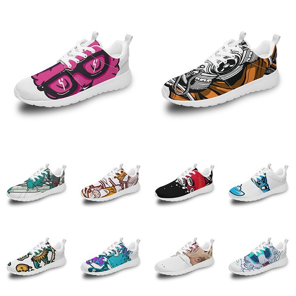 Hommes femmes chaussures de sport personnalisées anime dessin animé animal design bricolage mot noir blanc bleu rouge coloré extérieur hommes formateur 036