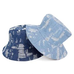 Mannen Dames Denim Bucket Hoed Mannelijke Stijl Panama Hat Casual Cowboy Fishing Cap Modieuze Coole Jeans Zonhoeden