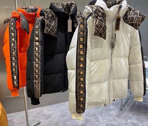 Masculino feminino designer para baixo casaco outono inverno feminino casaco jaqueta bordada lapela com capuz zíper jaqueta casual carta impressão parka casaco quente com capuz jaqueta corta-vento