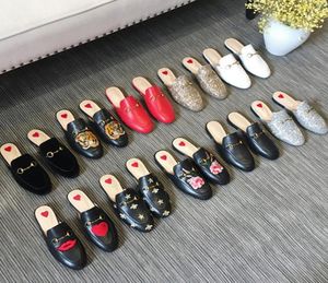 Men Women Designer Princetown Mules Loafers slippers met paardenbit trim bloemenleren stof ladies casual loafers luxe dia's3204214
