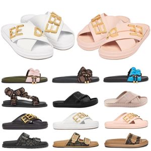 Men Dames Designer Slippers Luxe dia's merk sandalen dame zwart wit roze kleurrijke canvas brief anatomic lederen zomer flat flip flops scuffs slider eur35-45