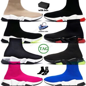 Hommes Chaussures de chaussettes de designer graffiti blanc noir rouge beige rose clear sole lacet-up neon chaussettes jaunes entraîneurs plate-forme plate baskets décontractées tennis avec boîte