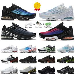 Men Women Designer TNS 3 Running Shoes TN Plus Tuned Entrenadores Gray Navy Classic Black White Obsidian Crimson Red Athletic Athletic Athletics Big Tamaño 12