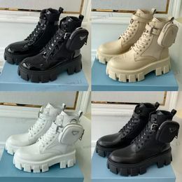 2022 Heren Dames Ontwerpers Rois Boots Ankle Martin Nylon Laars Militair Geïnspireerd Combat Bouch Bevestigd aan de Large Met Zakken Combat Kalfsleer Afneembare Bodem prad