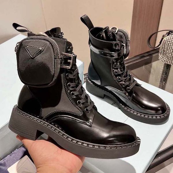 Hommes Femmes Designers Rois Bottines Bottines Martin et bottes en nylon Bottes de combat d'inspiration militaire Bouch en nylon attaché à la cheville 35-42 avec sacs