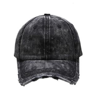 Heren Dames Verontruste Jean Hoed Ongestructureerde Baseball Caps Gewassen Denim Effen Zes Panelen Vader Zwart Bruin Roze Blauw 231228