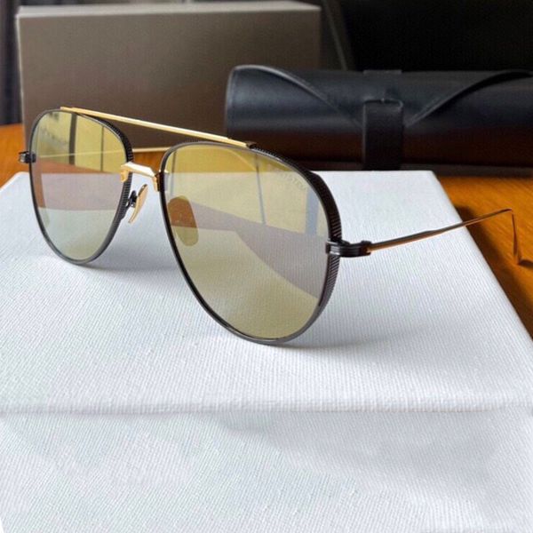 Hommes Femmes Dita Lunettes de soleil Dtsa Double Stitch Real Gold Plating Frame Ovale Business Style Top Qualité Ultra Léger Alliage Lunettes de Soleil Original b