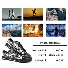 Men Women Diy Custom Shoes Low Top Canvas Skateboard Sneakers Triple Black Customization UV Printing Sports Sneakers Xuebi 175-9
