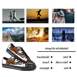 Men dames diy aangepaste schoenen lage top canvas skateboard sneakers drievoudige zwarte aanpassing uv printen sport sneakers xuebi 160-4