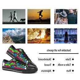 Men dames diy aangepaste schoenen lage top canvas skateboard sneakers drievoudige zwarte aanpassing uv printen sporten sneakers danta fire rood 139-13