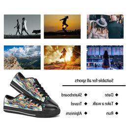 Men dames diy aangepaste schoenen lage top canvas skateboard sneakers drievoudige zwarte aanpassing UV printsport sneakers houzi 165-34