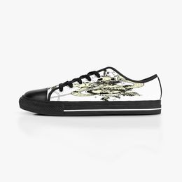 Men dames diy aangepaste schoenen lage top canvas skateboard sneakers drievoudige zwarte aanpassing UV printen sport sneakers kaola 159-31