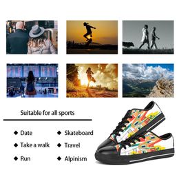 Men Dames Diy Custom Shoes Low Top Canvas Skateboard Sneakers Triple Black Customization UV Printing Sports Sneakers Kele319