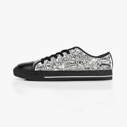 Men dames diy aangepaste schoenen lage top canvas skateboard sneakers drievoudige zwarte aanpassing UV printen sport sneakers shizi 157-1