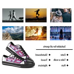 Men Women Diy Custom Shoes Low Top Canvas Skateboard Sneakers Triple Black Customization UV Printing Sports Sneakers Shizi 179-4