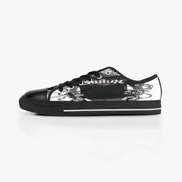 Men dames diy aangepaste schoenen lage top canvas skateboard sneakers drievoudige zwarte aanpassing UV printen sport sneakers shizi 167-1