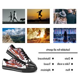 Men dames diy aangepaste schoenen lage top canvas skateboard sneakers drievoudige zwarte aanpassing uv printen sport sneakers shizi 166-4