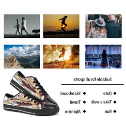Men Women Diy Custom Shoes Low Top Canvas Skateboard Sneakers Triple Black Customization UV Printing Sports Sneakers Shizi 155-4