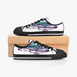 Men dames diy aangepaste schoenen lage top canvas skateboard sneakers drievoudige zwarte aanpassing UV printen sport sneakers shizi 156-2