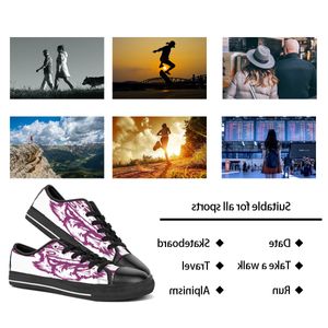 Men dames diy aangepaste schoenen lage top canvas skateboard sneakers drievoudige zwarte aanpassing uv printen sport sneakers danta 145-4