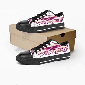 Men dames diy aangepaste schoenen lage top canvas skateboard sneakers drievoudige zwarte aanpassing uv printen sport sneakers xuebi 169-5