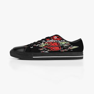 Men dames diy aangepaste schoenen lage top canvas skateboard sneakers drievoudige zwarte aanpassing uv printen sporten sneakers wangji 181-12