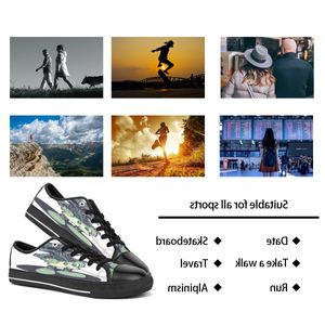 Men Women Diy Custom Shoes Low Top Canvas Skateboard Sneakers Triple Black Customization UV Printing Sports Sneakers Wangji 182-14