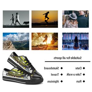 Hommes femmes bricolage chaussures personnalisées bas haut toile skateboard baskets triple noir personnalisation UV impression baskets de sport houzi 164-34