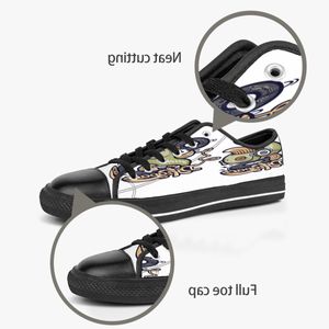 Men Women Diy Custom Shoes Low Top Canvas Skateboard Sneakers Triple Black Customization UV Printing Sports Sneakers Houzi 182-3323