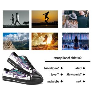 Men Women Diy Custom Shoes Low Top Canvas Skateboard Sneakers Triple Black Customization UV Printing Sports Sneakers Shizi 192-4